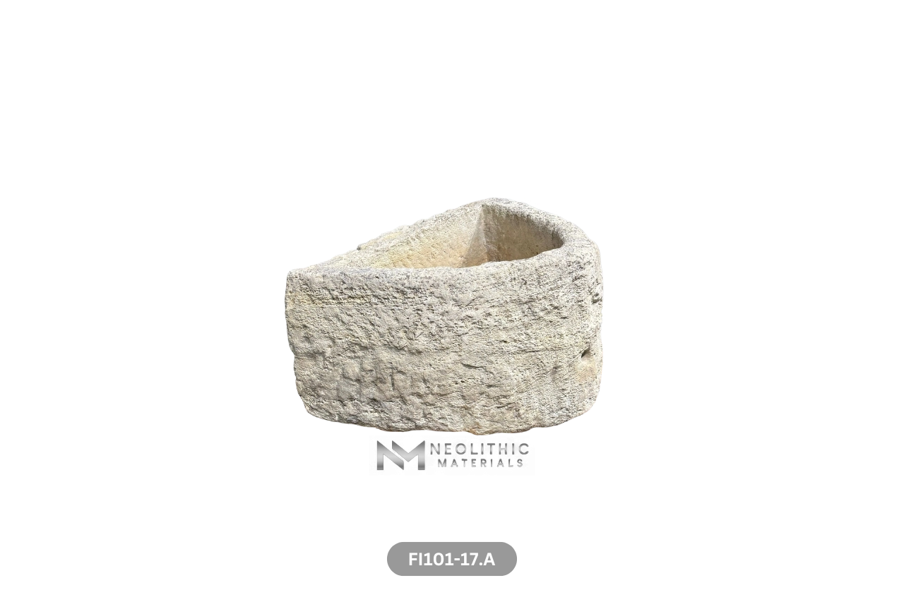 Antique French Limestone Half Moon Trough - Image 6